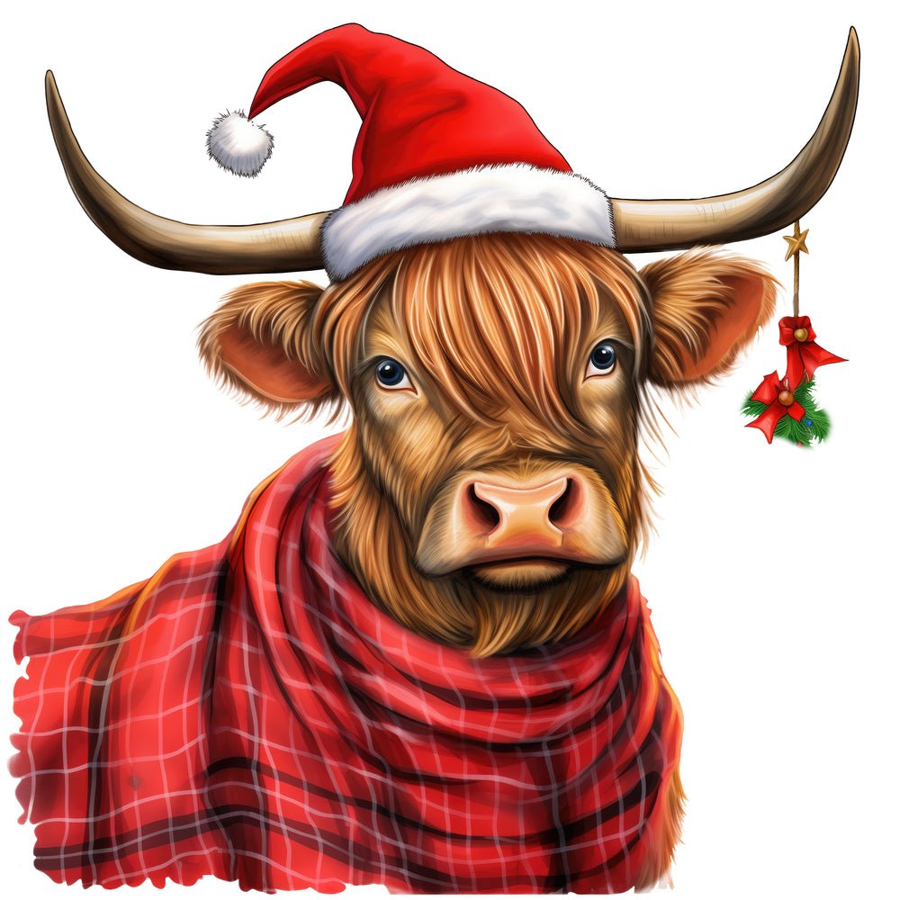 Christmas Spirit Highland Cows #3 Fabric Panel