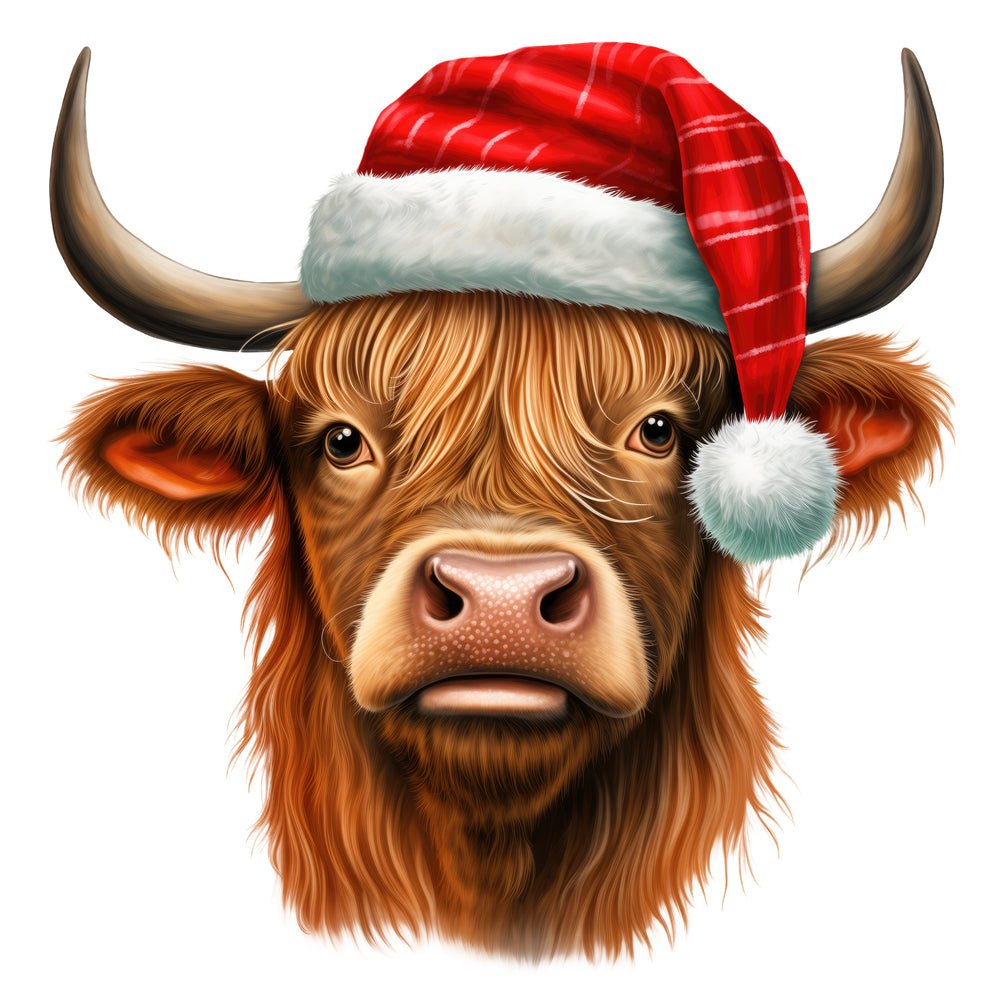 Christmas Spirit Highland Cows #4 Fabric Panel