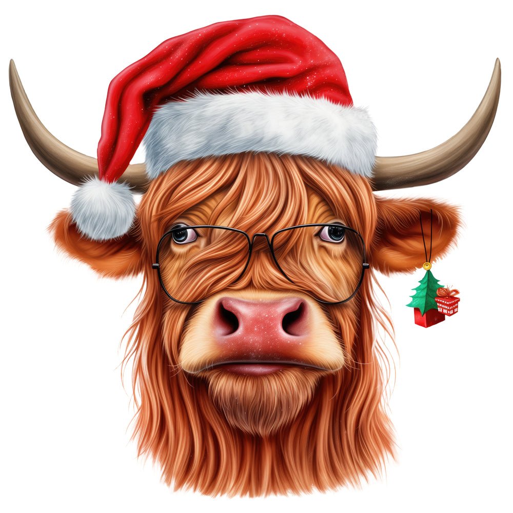 Christmas Spirit Highland Cows #6 Fabric Panel