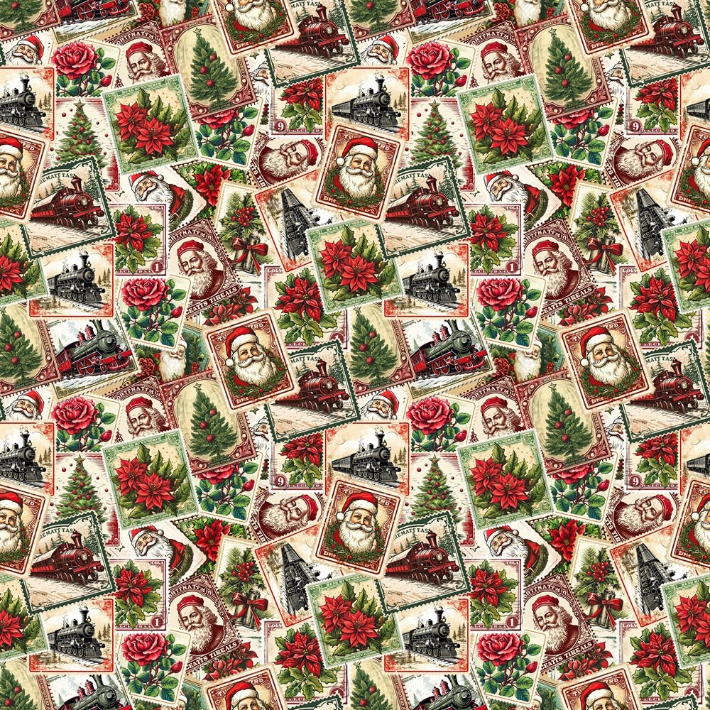Christmas Stamps Fabric