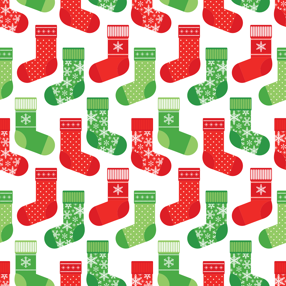 Christmas Stockings Allover Fabric - RedGreen