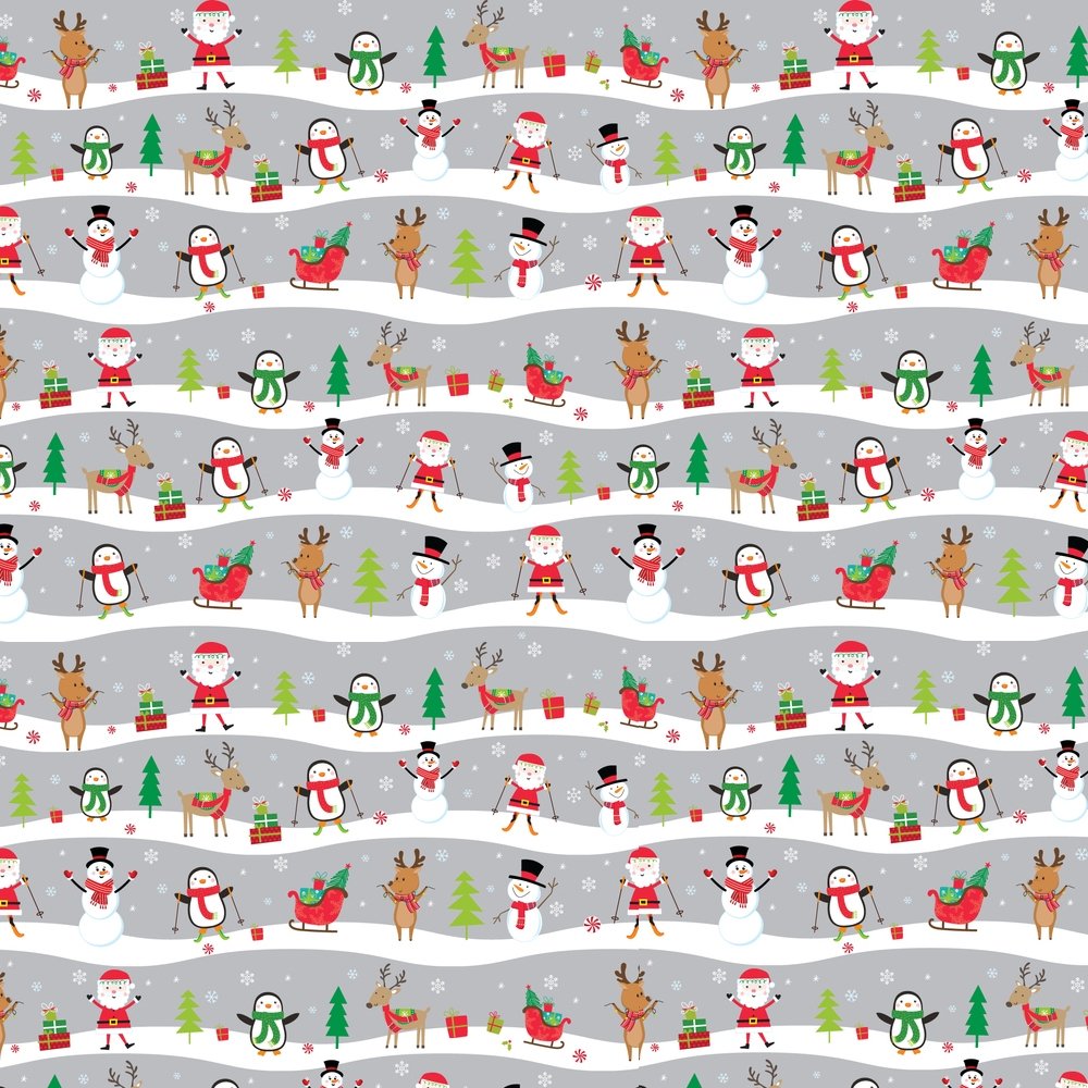 Christmas With Friends Fabric - Silver