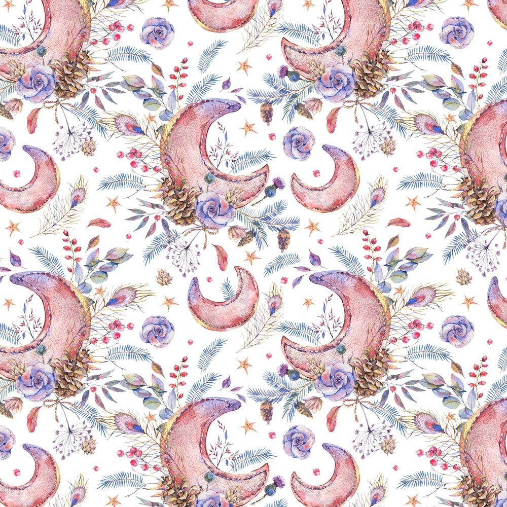 Vintage Floral & Moon Fabric