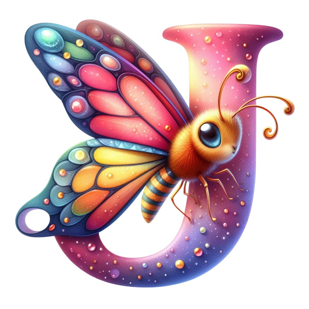 Watercolor Butterfly Letter ''J'' Fabric Panel