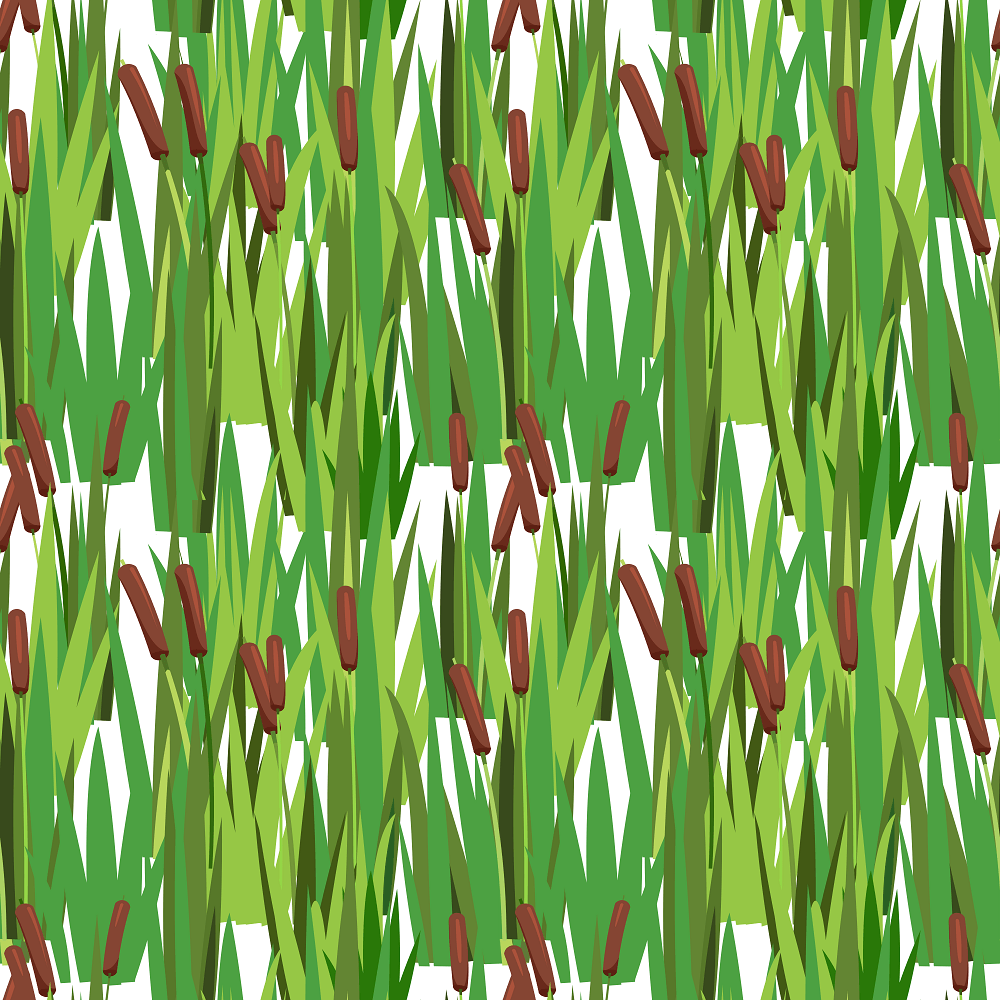 Cartoon Cattail Plants Fabric