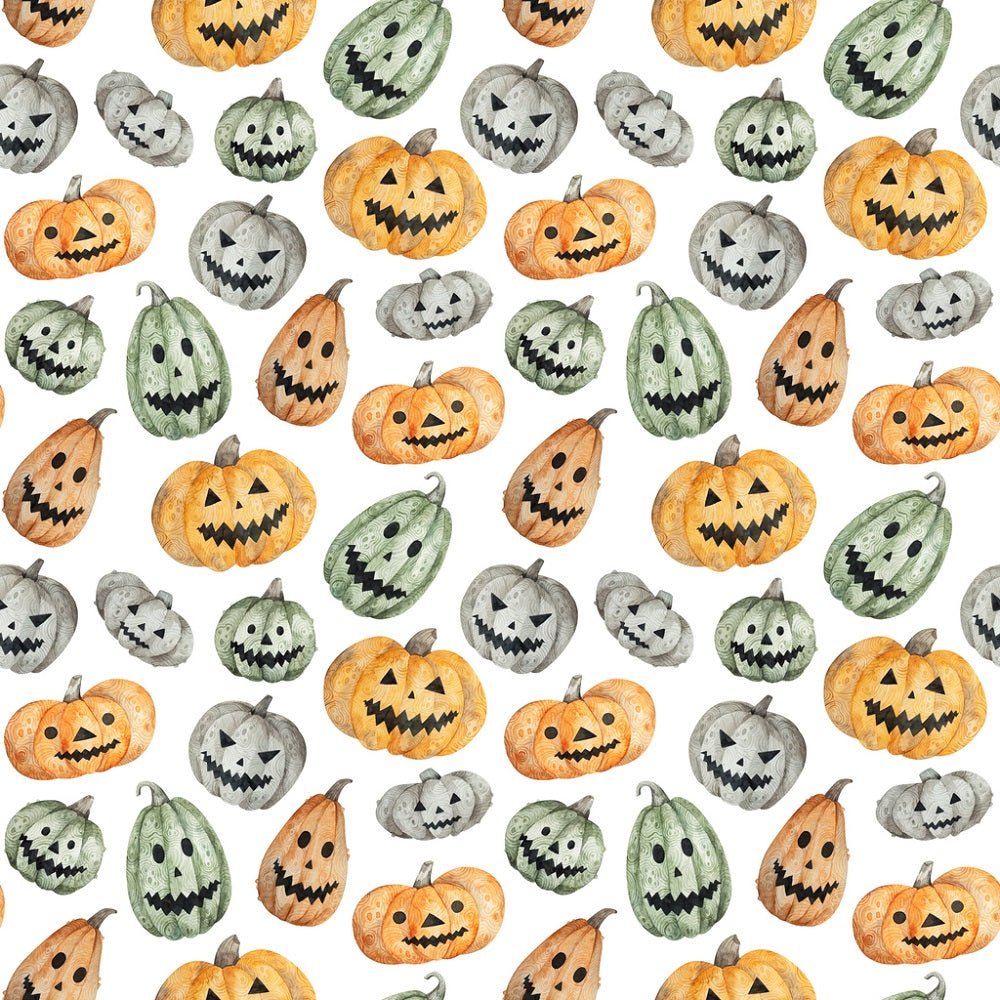 Carved Pumpkin Faces Fabric - Multi
