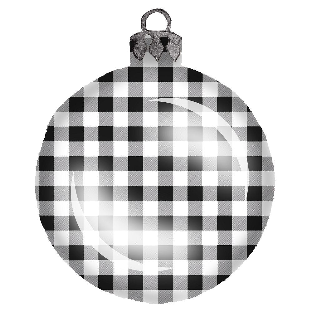Christmas Home Black Plaid Bulb Fabric Panel