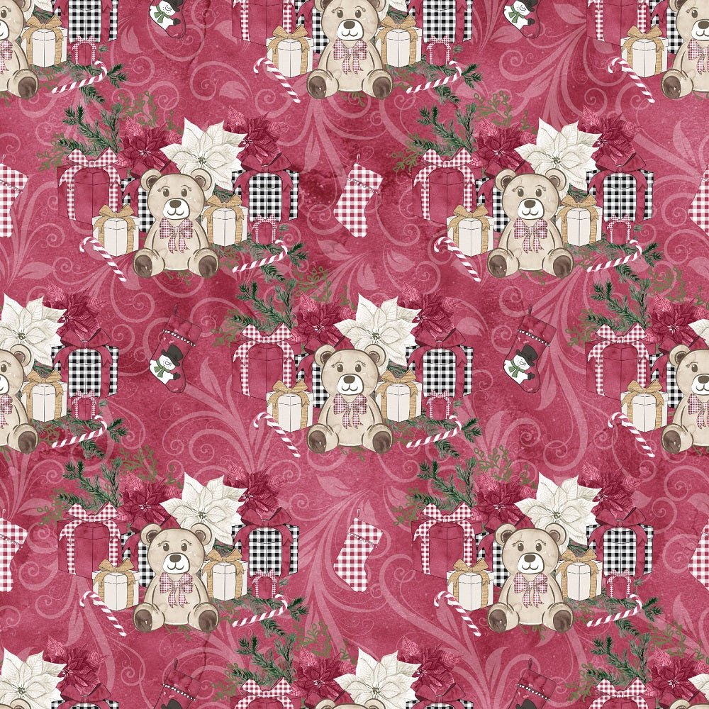 Christmas Home Elements on Vines Fabric - Red