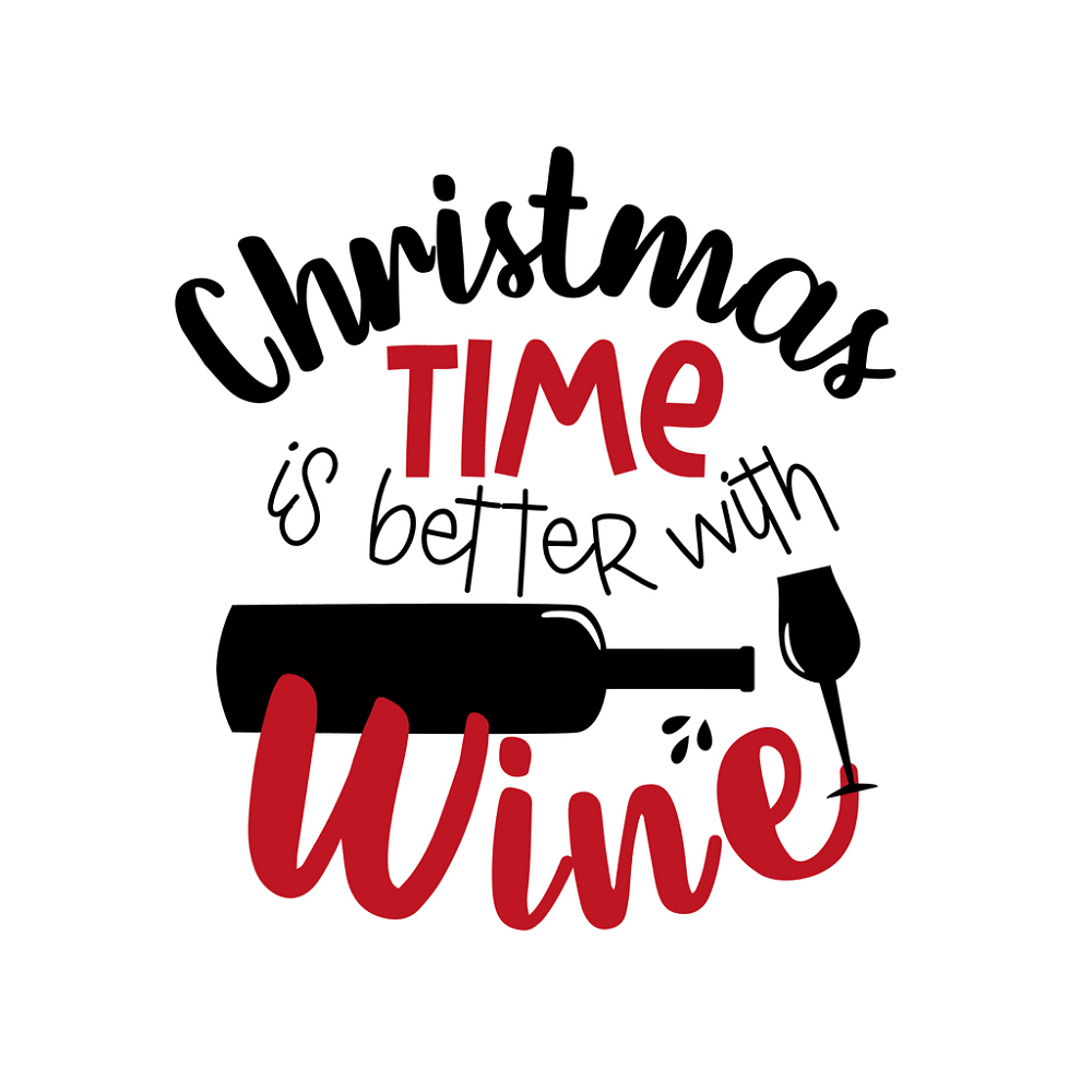 Christmas Is Better With Wine Fabric Panel - White