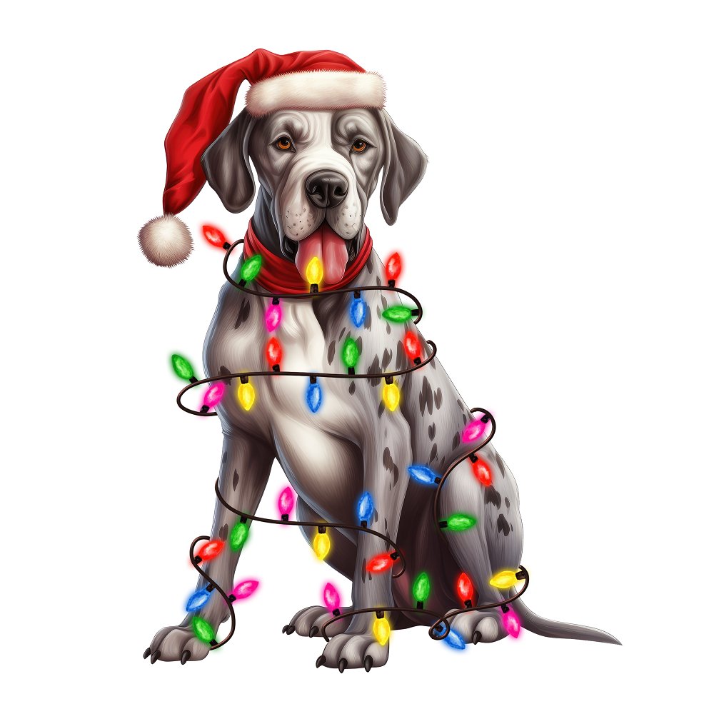 Christmas Lights & Great Dane Fabric Panel