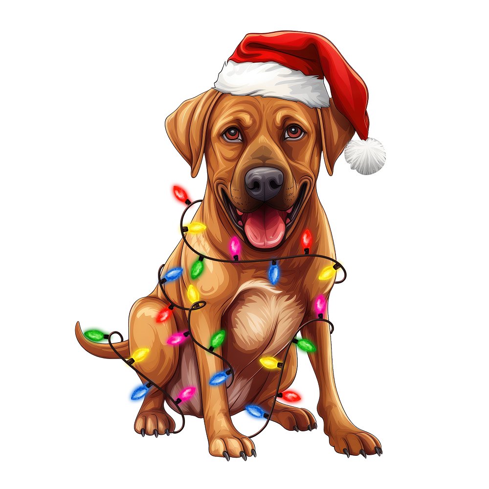 Christmas Lights & Rhodesian Ridgeback Fabric Panel