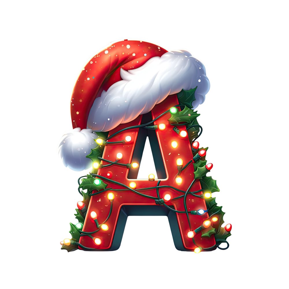 Christmas Lights Wrapped Letter ''A'' Fabric Panel