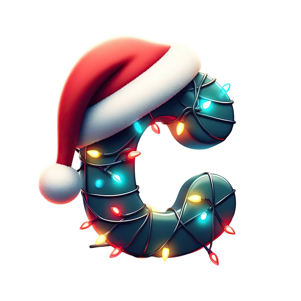 Christmas Lights Wrapped Letter ''C'' Fabric Panel