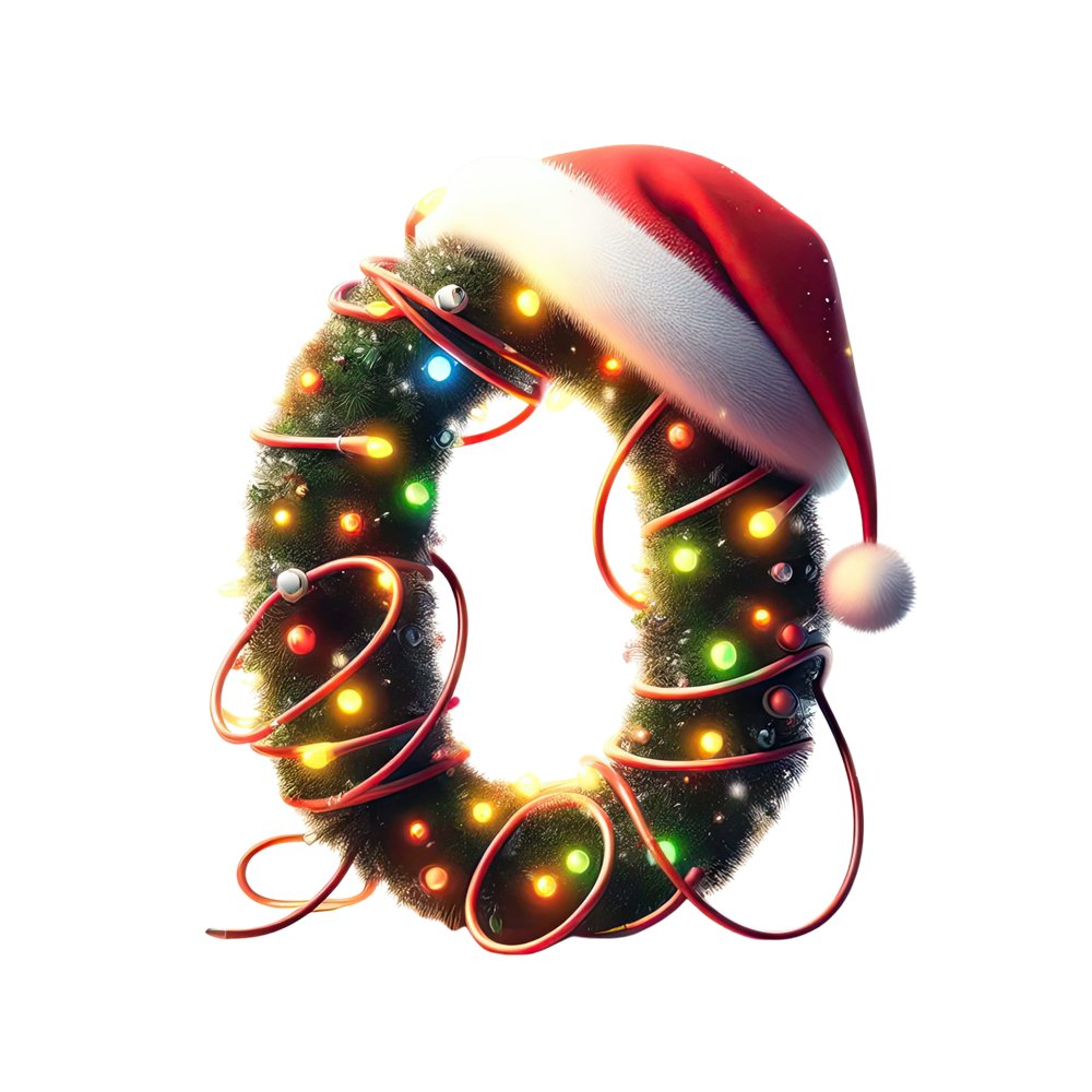 Christmas Lights Wrapped Letter ''O'' Fabric Panel