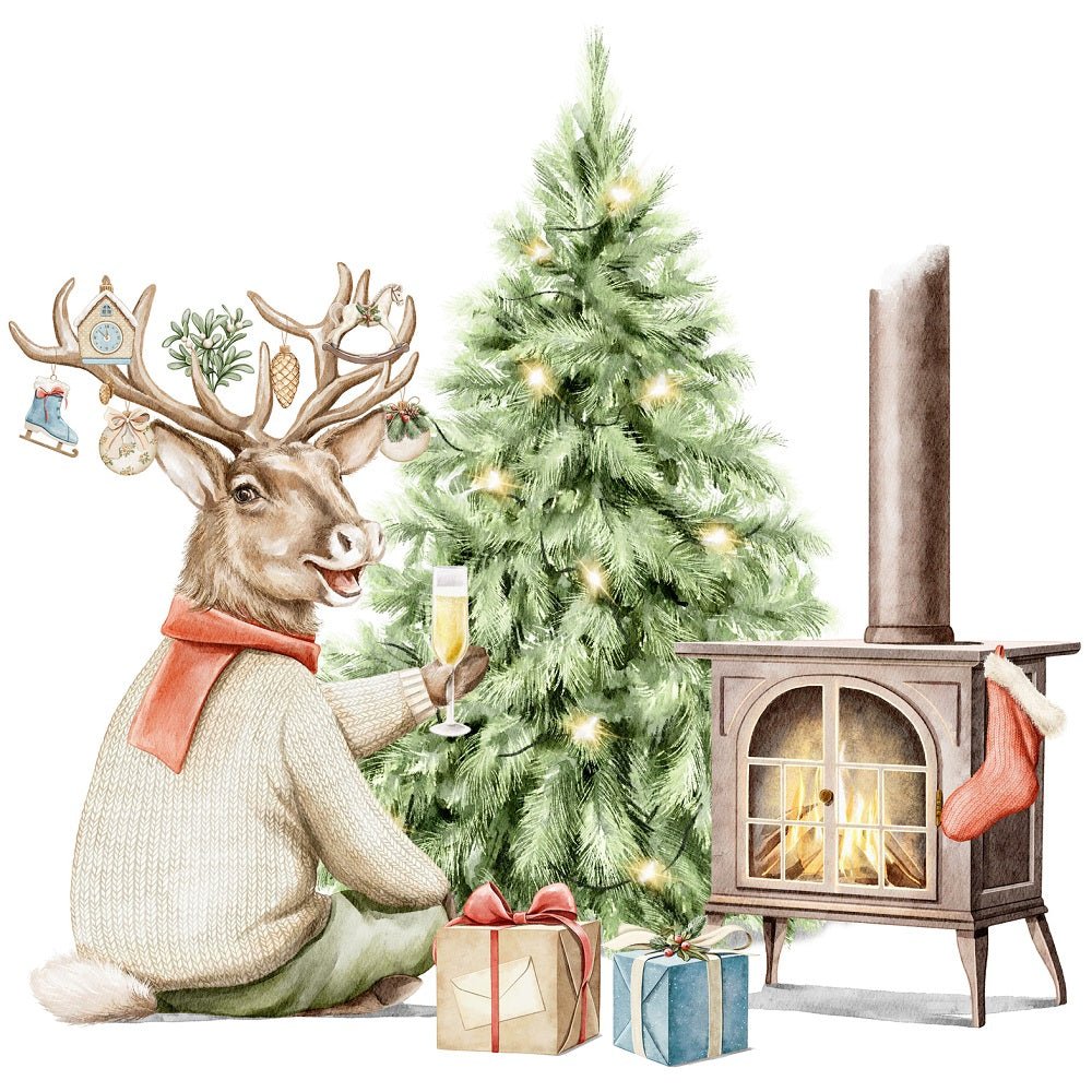 Christmas Little Critters Scene #5 Fabric Panel