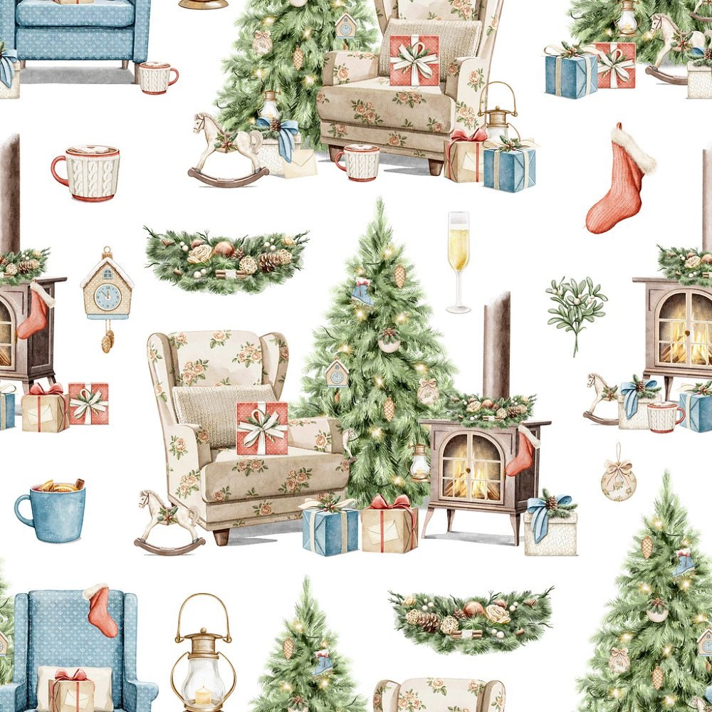 Christmas Little Critters Scene Fabric
