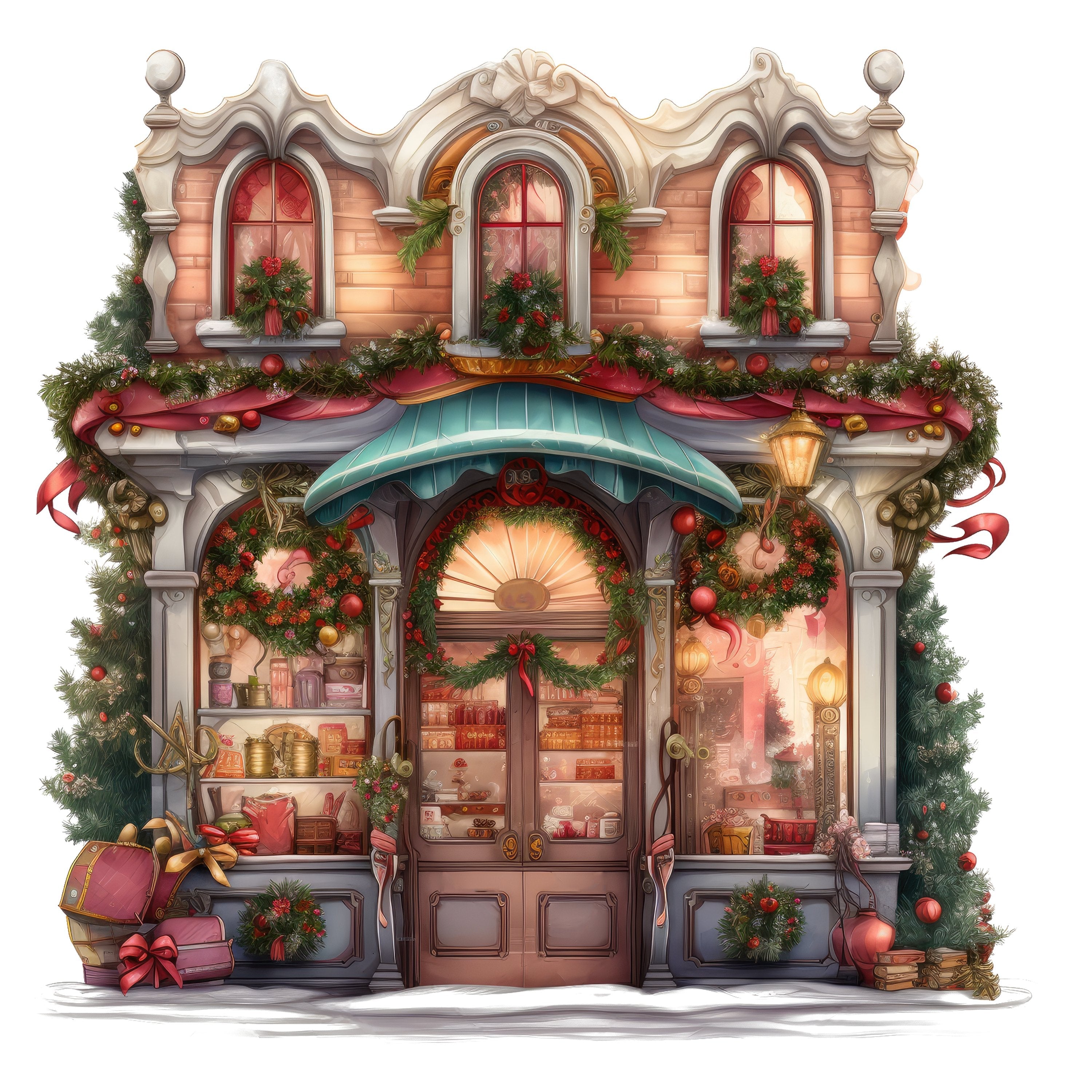 Christmas Luxury Boutique Storefront Fabric Panel