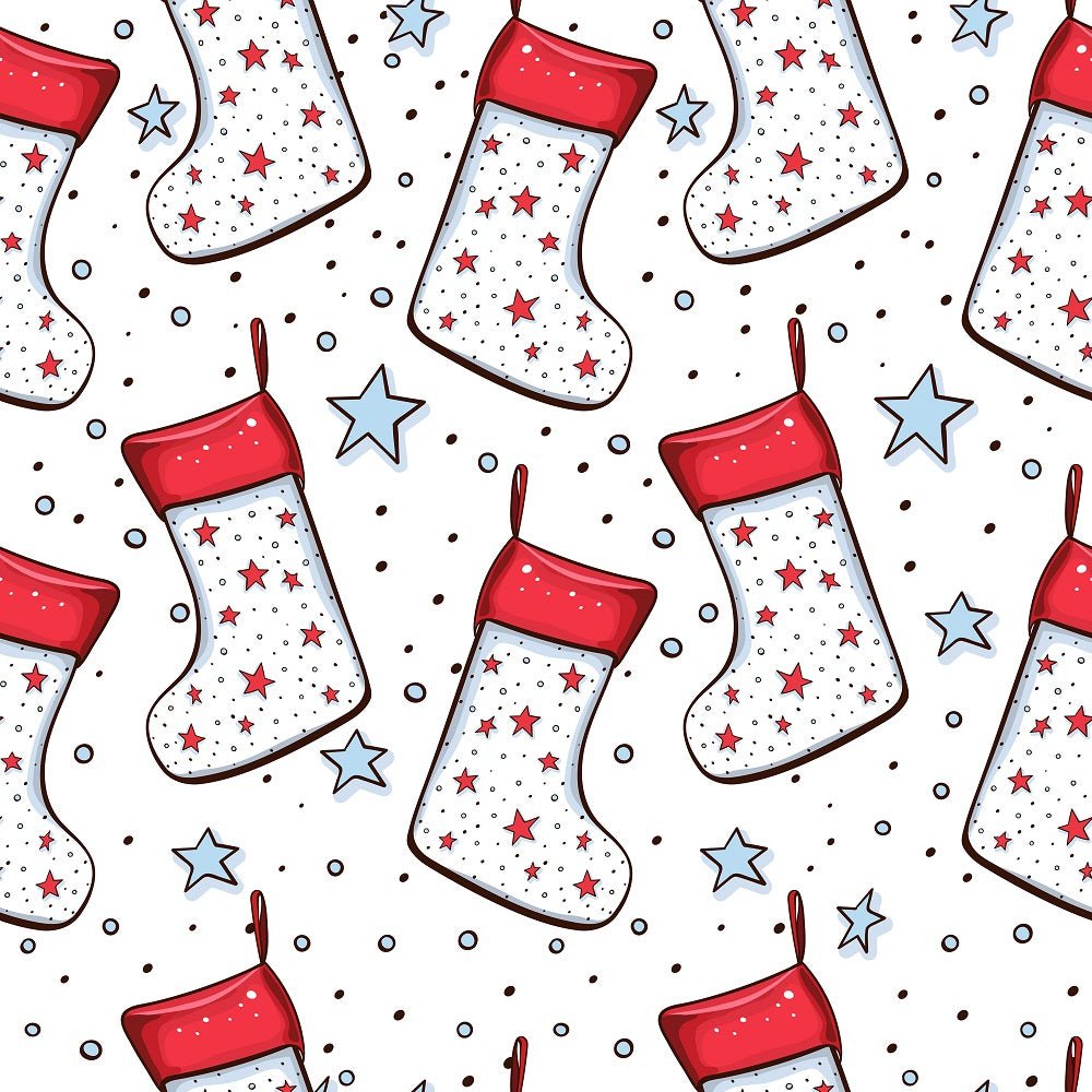 Christmas Stockings on Stars - White