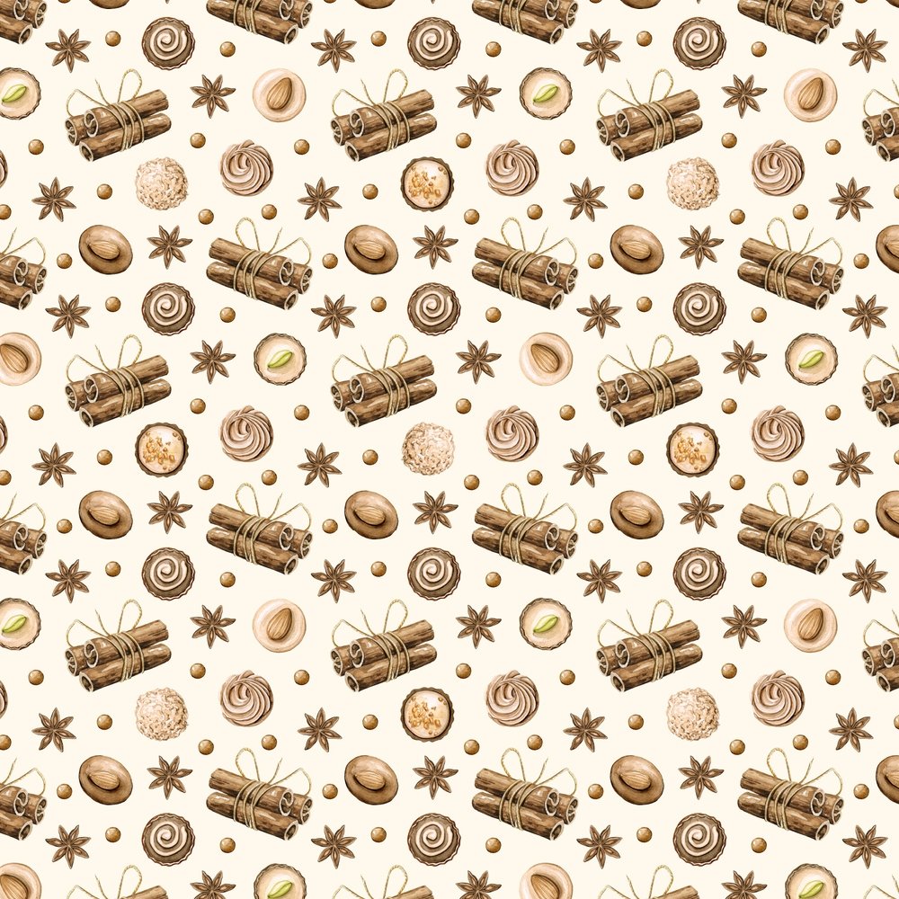 Cinnamon & Chocolate Candies Fabric - Tan