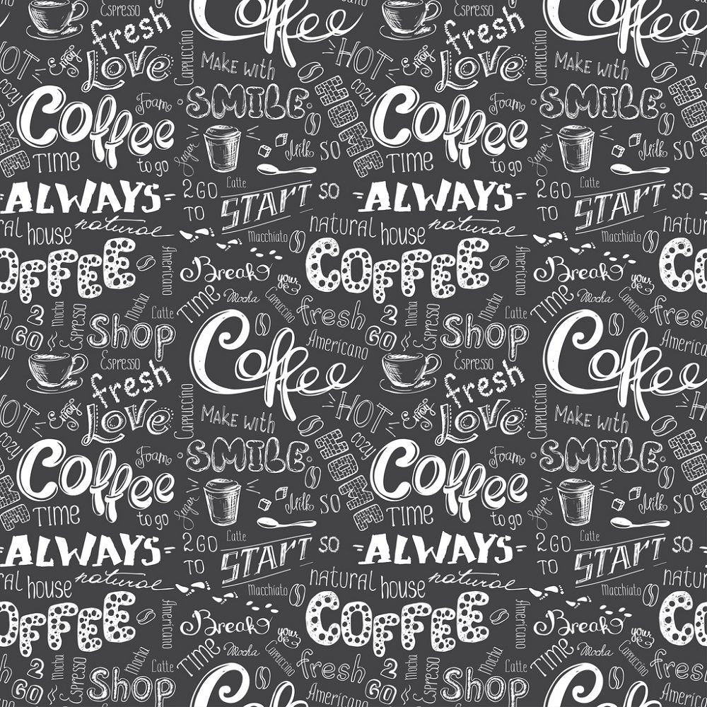 Coffee Signs Fabric - Black