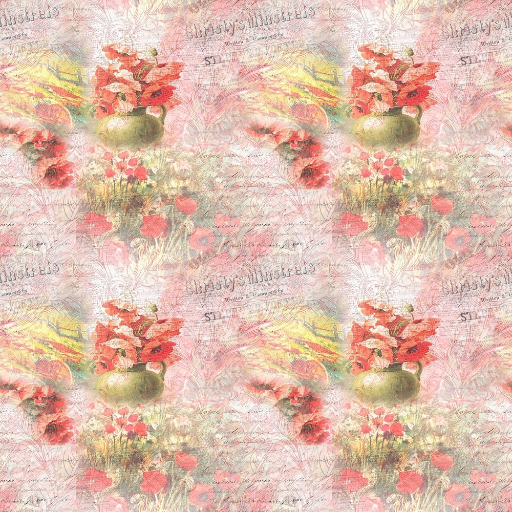 Vintage Poppies #6 Fabric