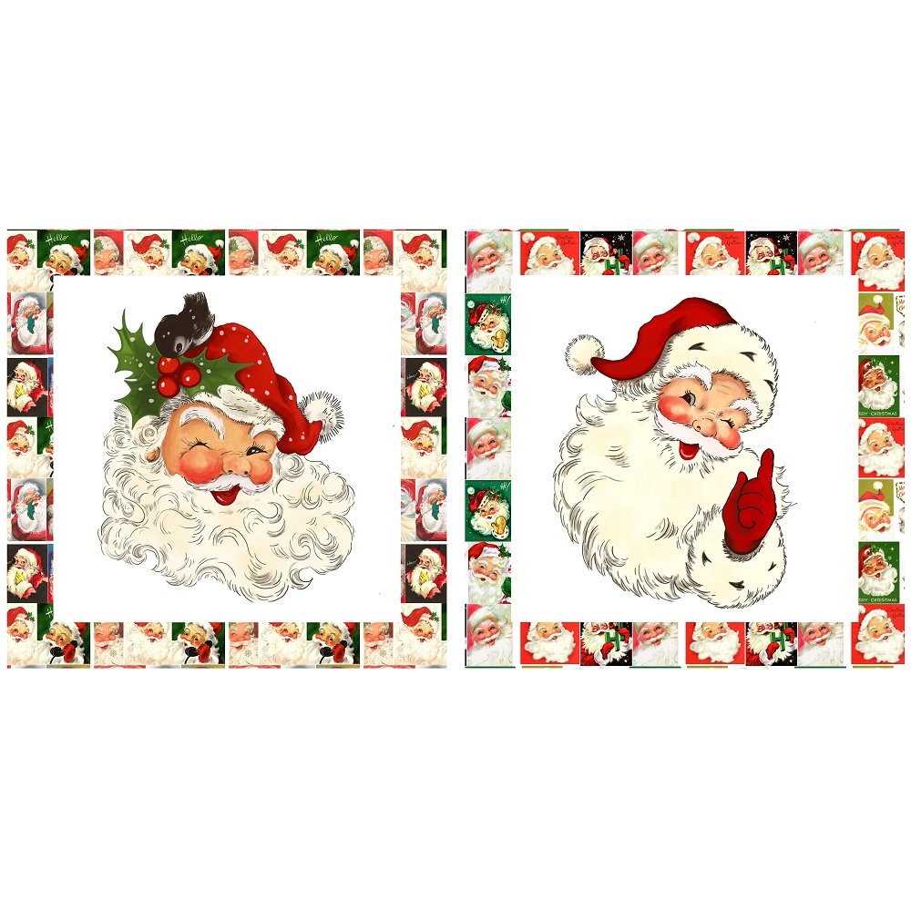 Vintage Santa Claus Fabric Pillow Panels