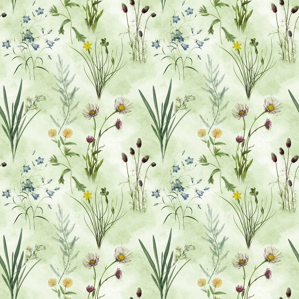 Vintage Wildflowers #3 Fabric - Green