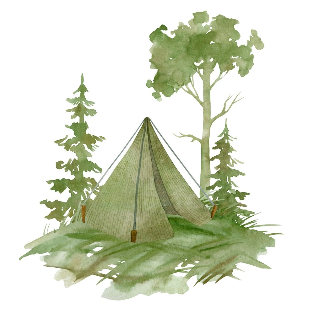 Camping In The Forest Fabric Panel