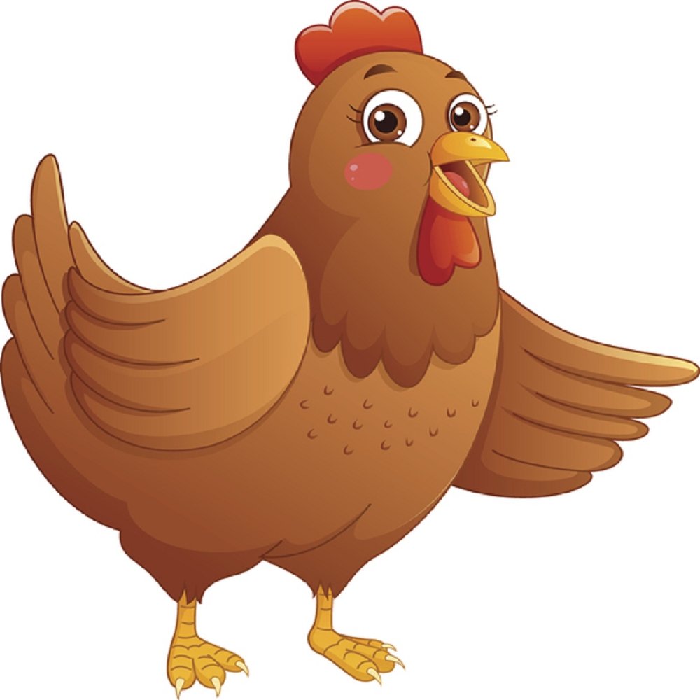 Cartoon Chicken Fabric Panel - White