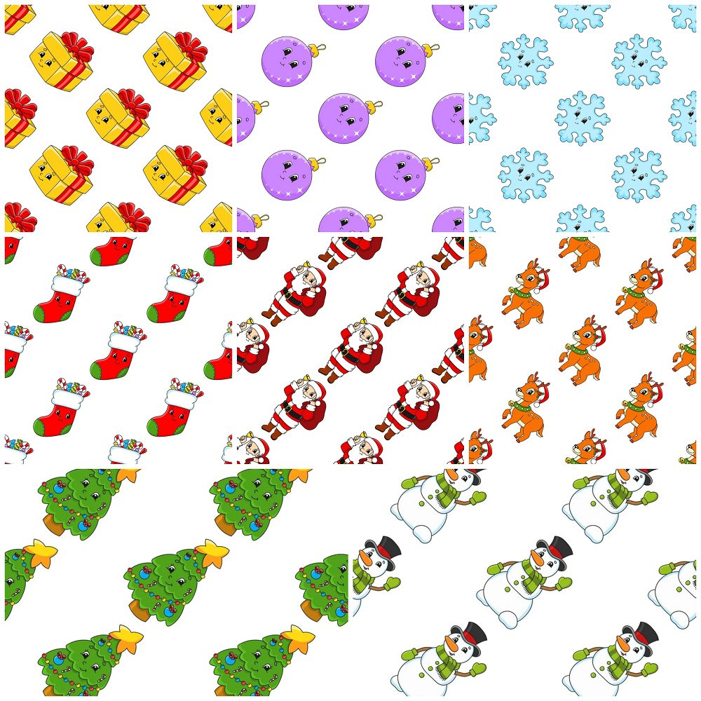 Cartoon Christmas Fat Quarter Bundle - 8 Pieces