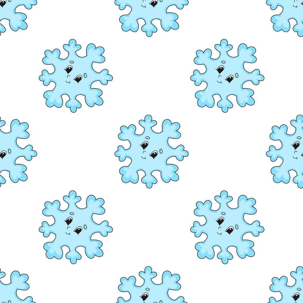 Cartoon Christmas Snowflakes Fabric