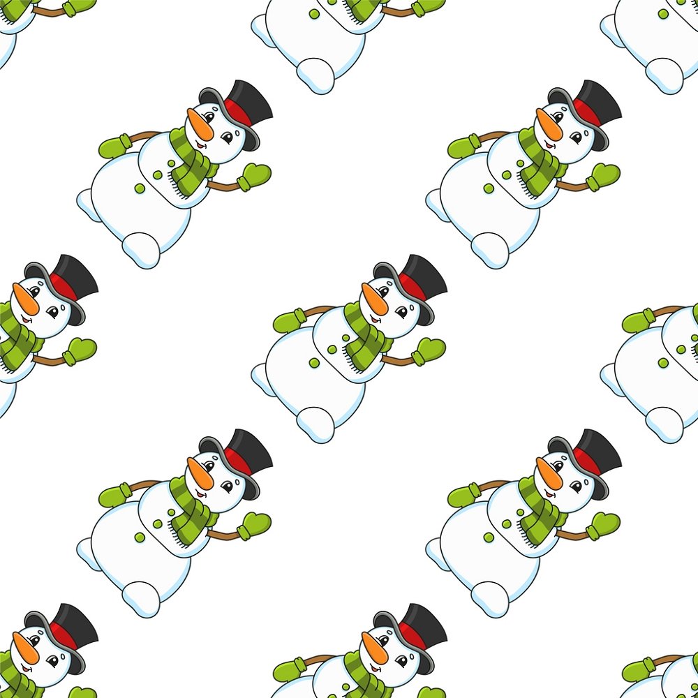 Cartoon Christmas Snowman Fabric