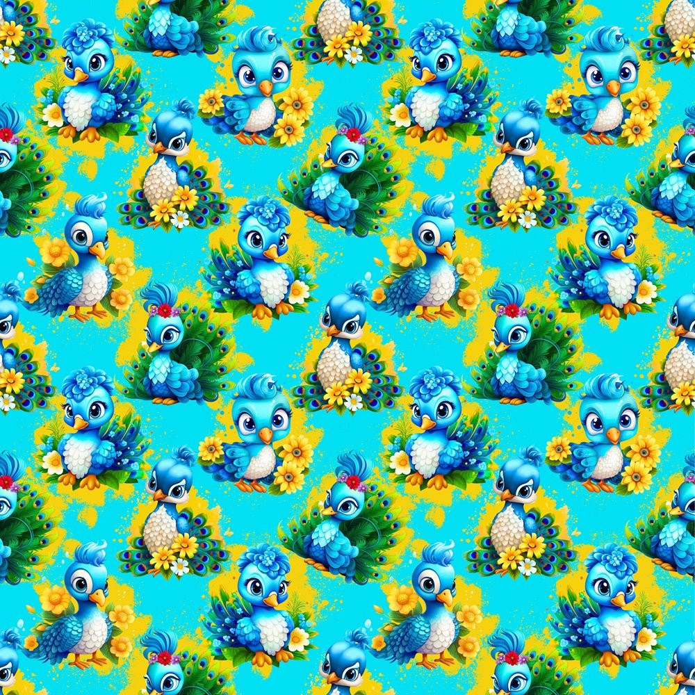 Cartoon Peacock Fabric