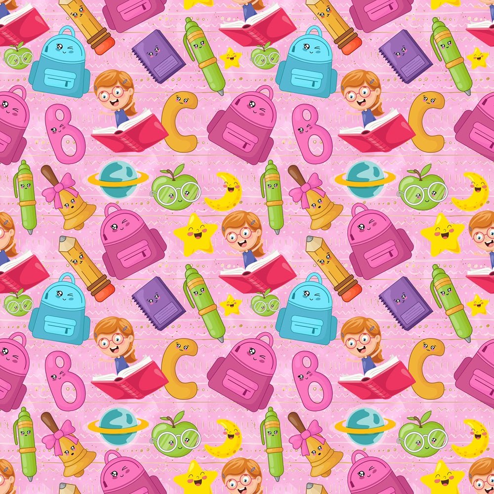 Cartoon School Elements Fabric