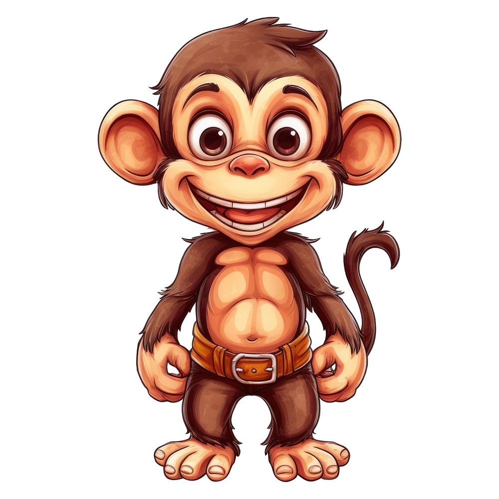 Cartoon Smiling Monkey Fabric Panel