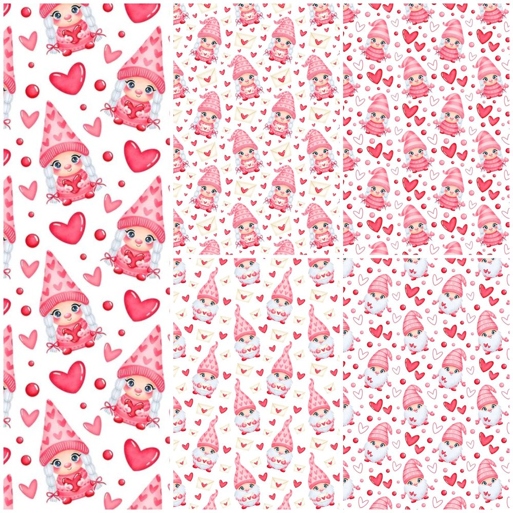 Cartoon Valentine Gnomes Fat Quarter Bundle - 5 Pieces
