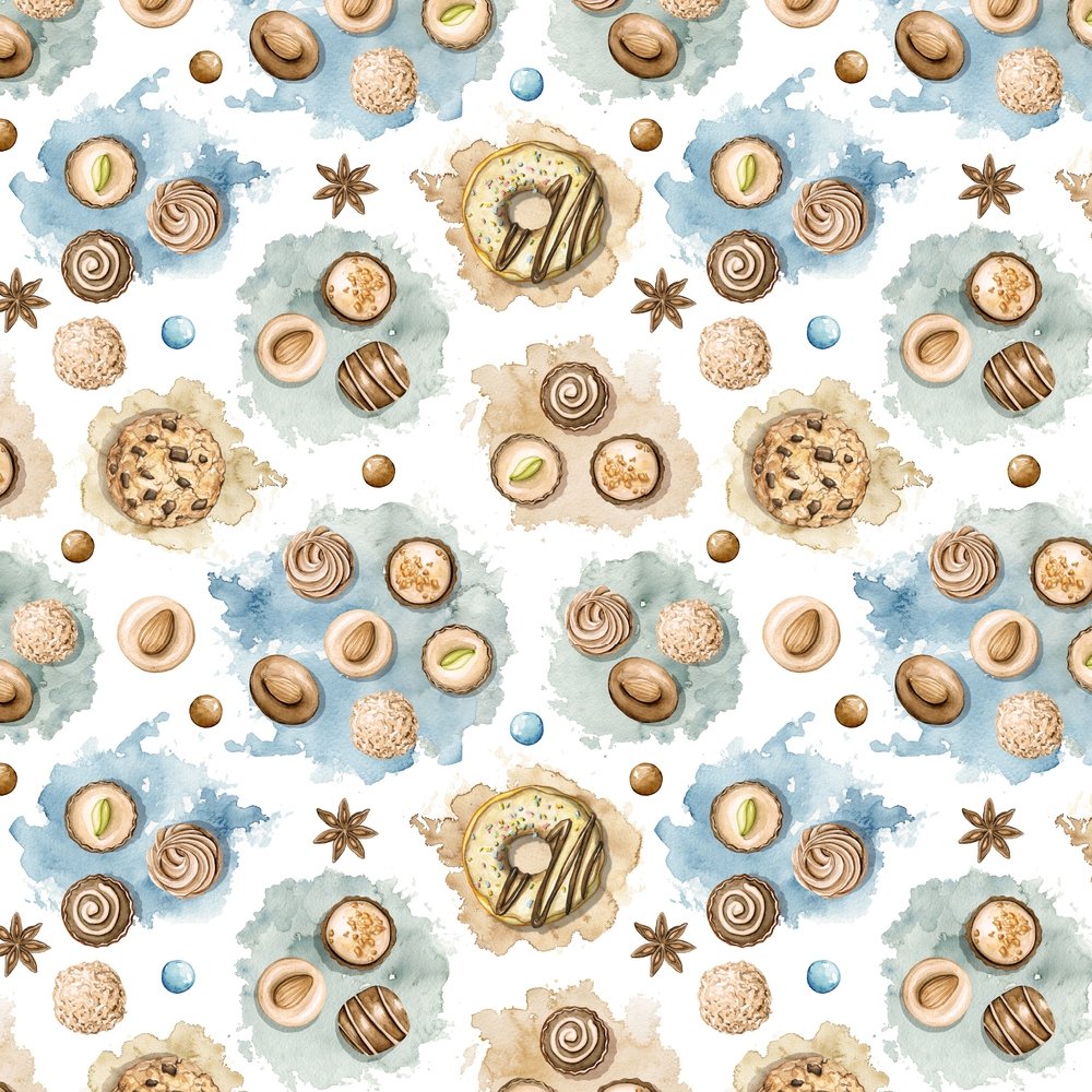 Chocolate & Hazelnut Sweets Fabric - Multi