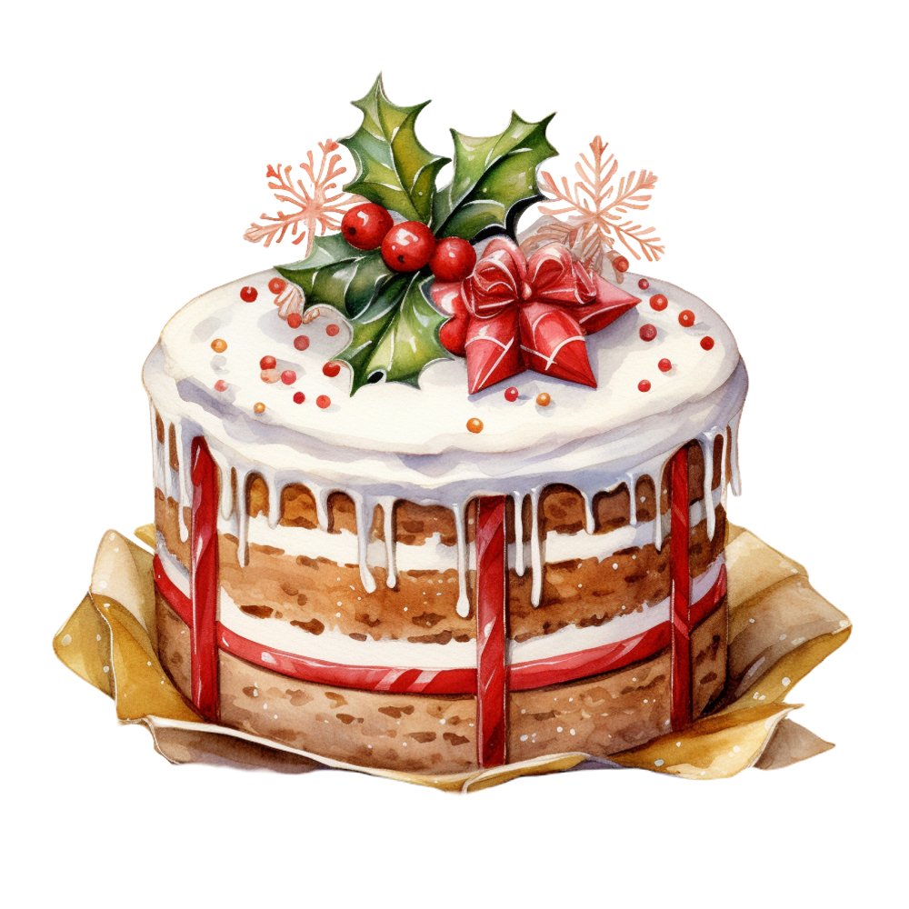 Christmas Desserts Cake #1 Fabric Panel