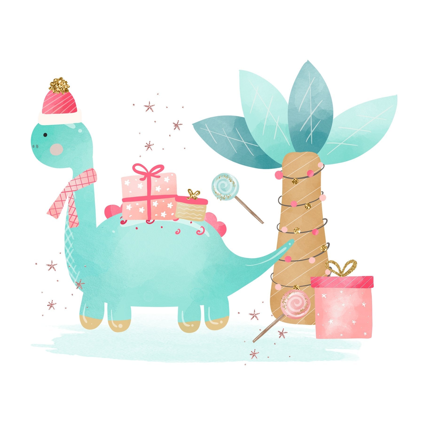 Christmas Dino Arrangement #2 Fabric Panel