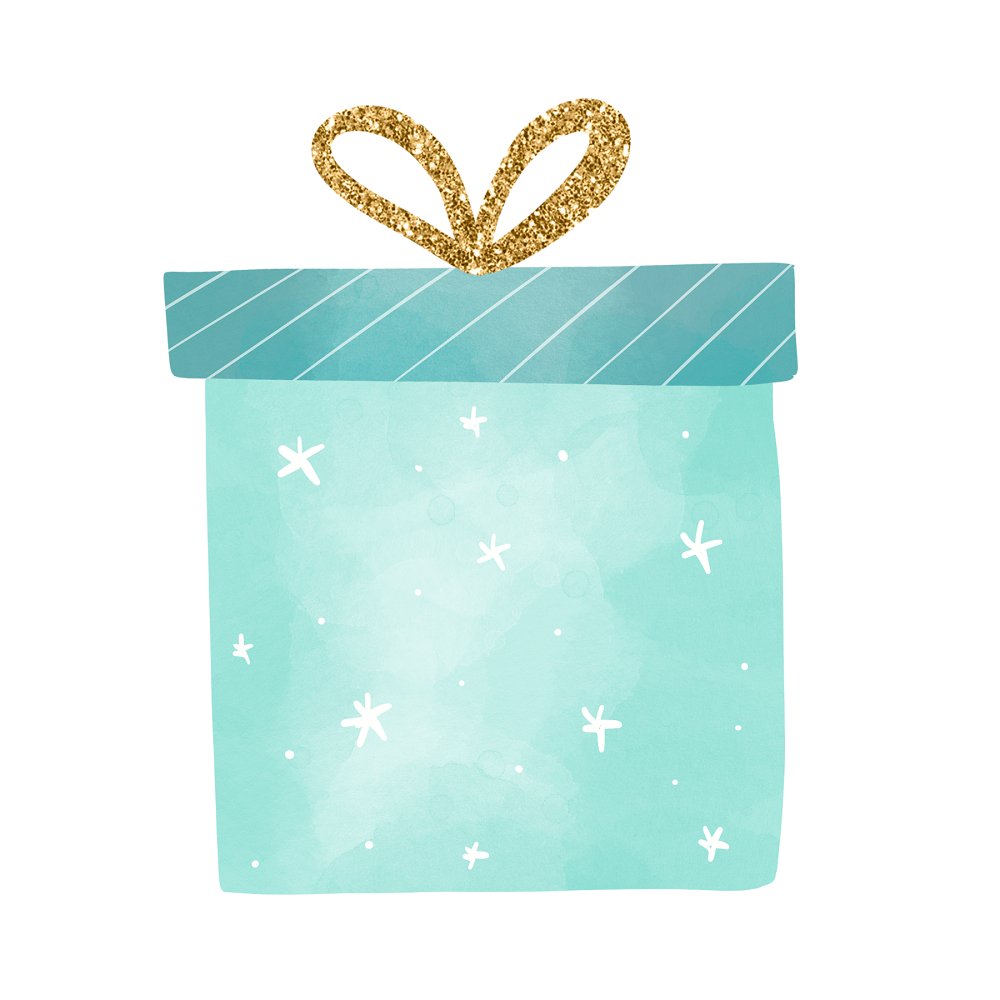 Christmas Dino Present Fabric Panel - Blue