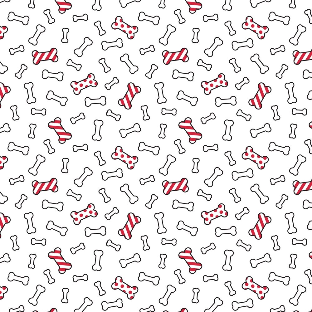 Christmas Dog Bone Fabric - Black