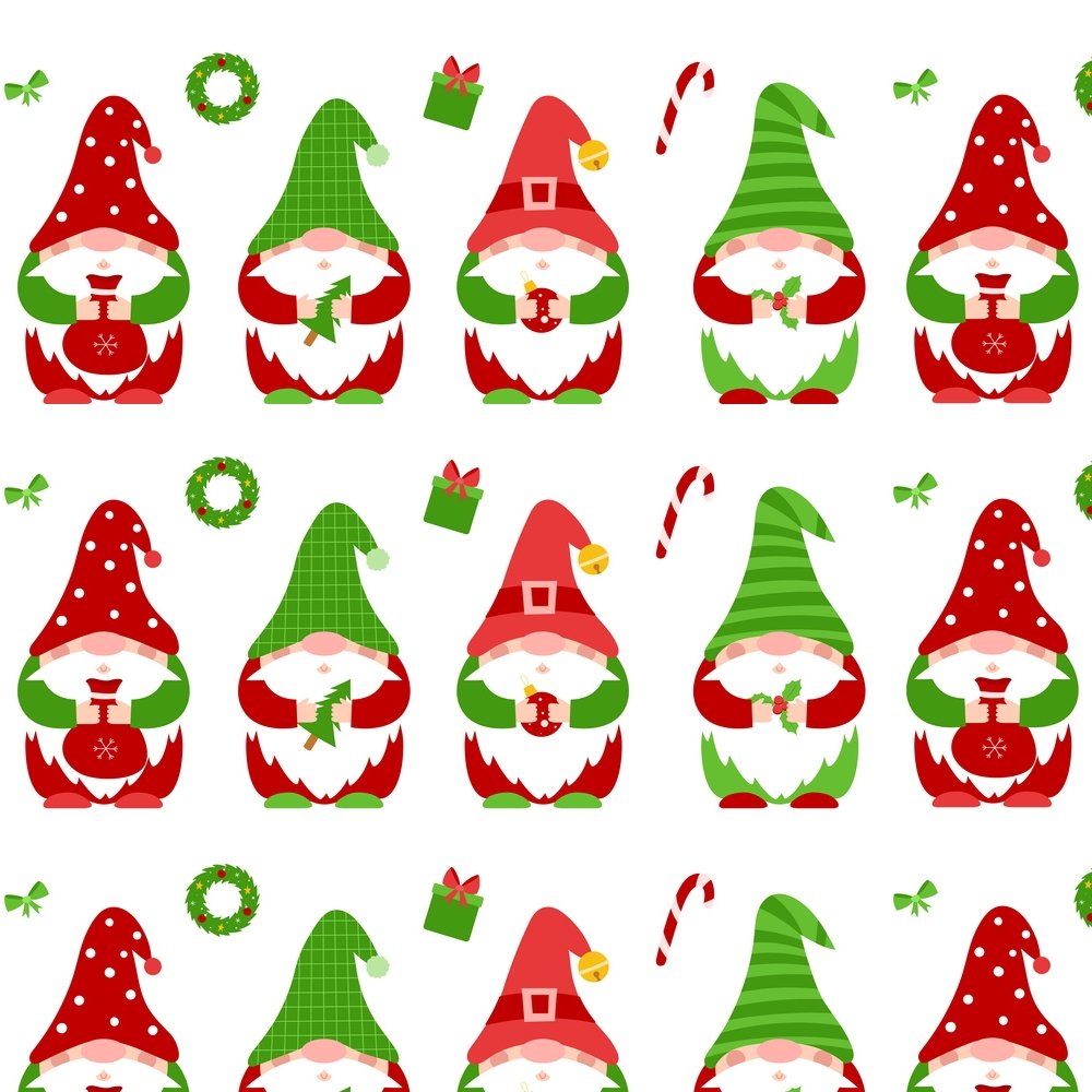 Christmas Dwarfs & Gifts Fabric Variation 2