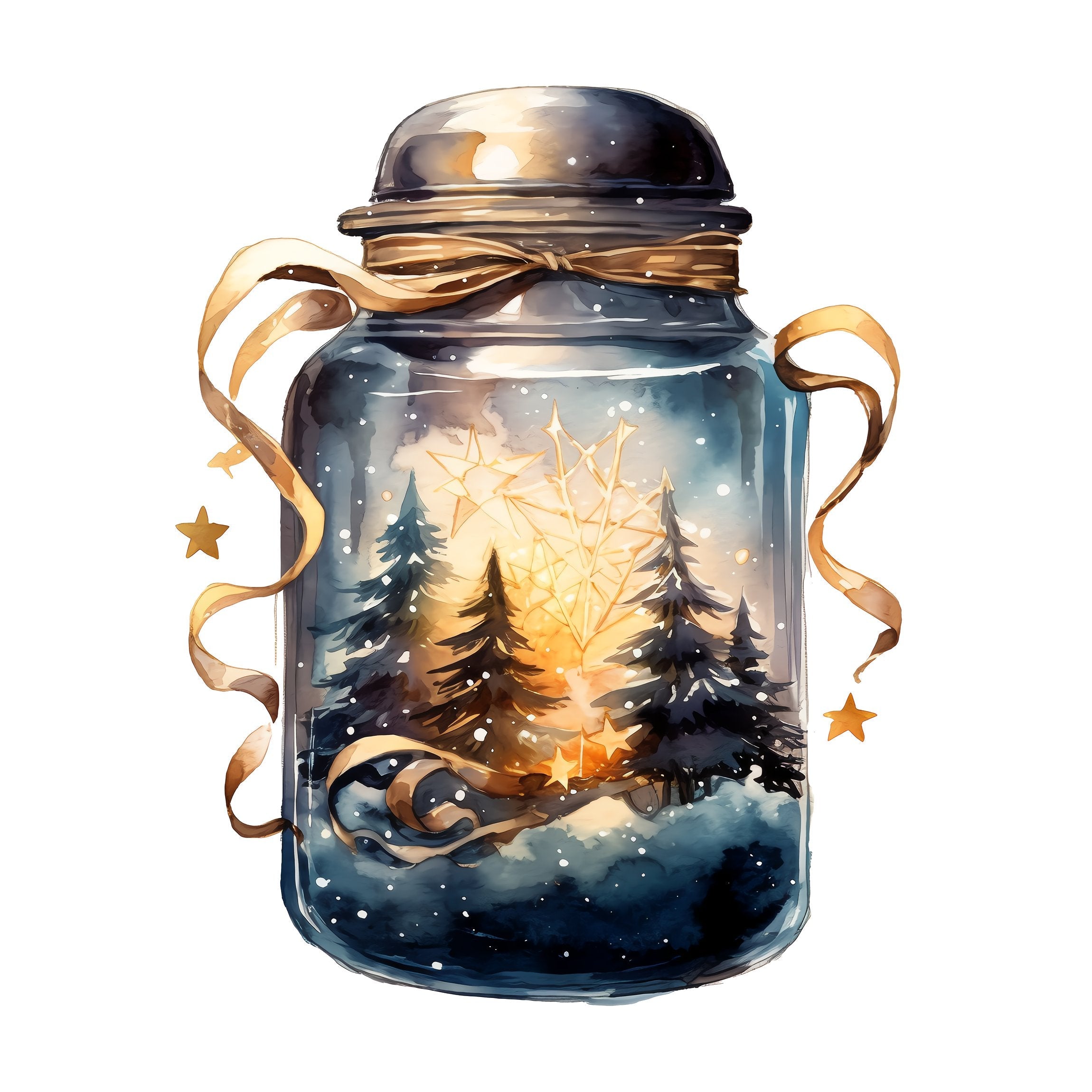 Christmas Eve Scene Jar #10 Fabric Panel