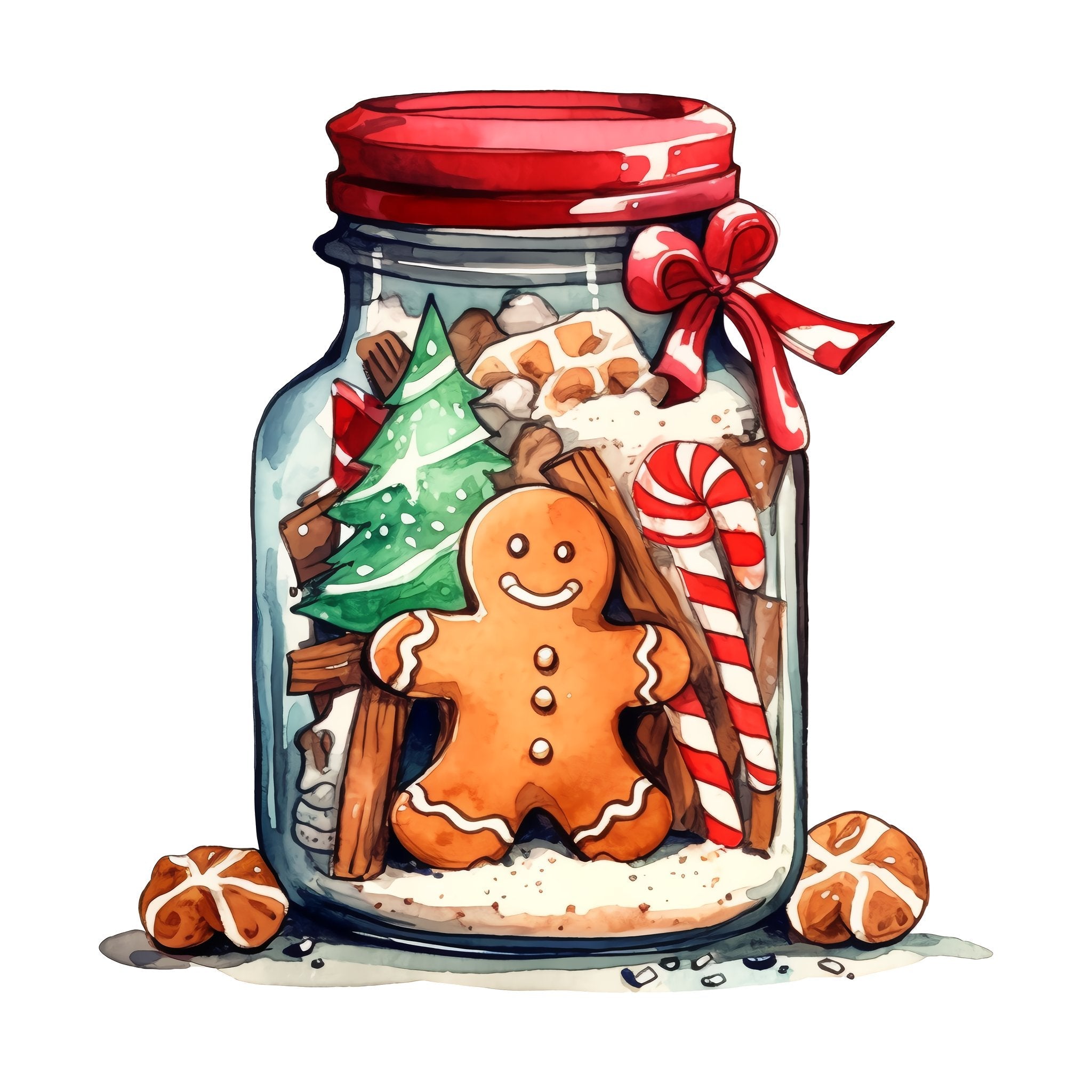 Christmas Eve Scene Jar #3 Fabric Panel