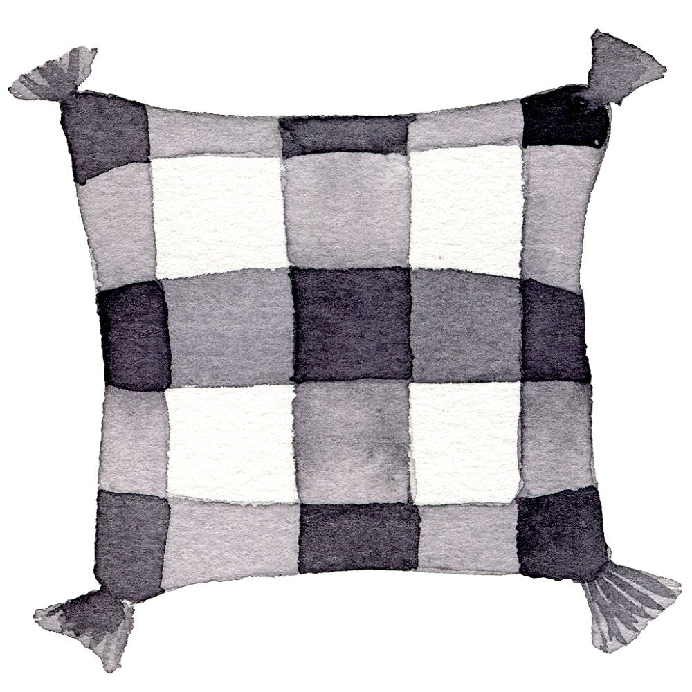 Christmas Farmhouse Gnome Black and White Pillow Fabric Panel