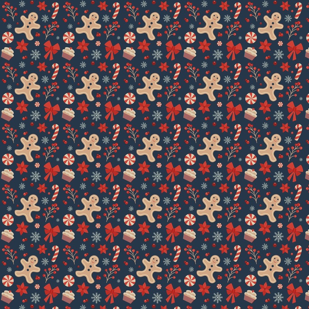 Christmas Gingerbread Men Fabric - Navy