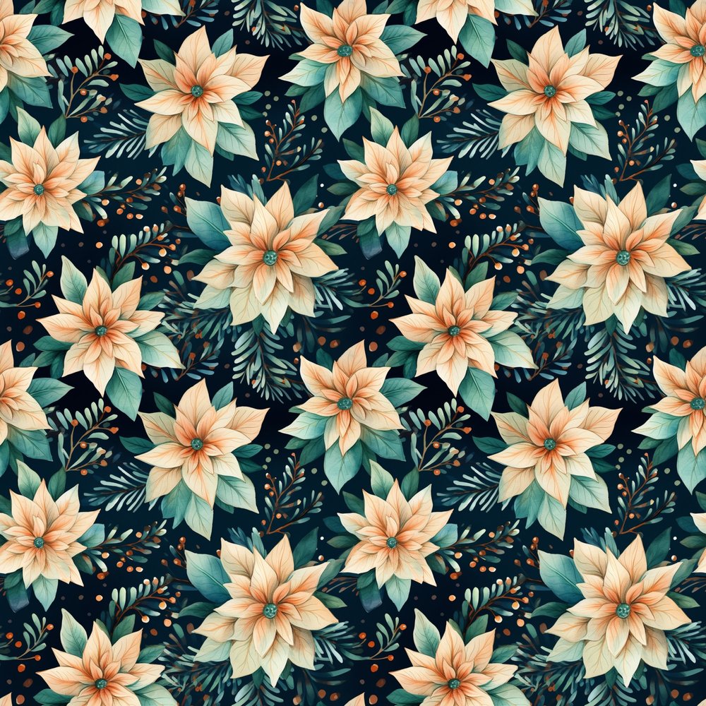 Christmas Gnome Dreams Floral Pattern #3 Fabric