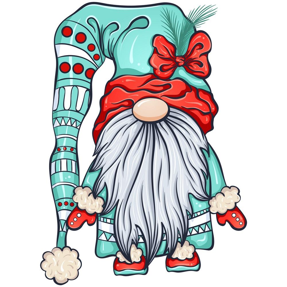 Christmas Gnome In Long Hat Fabric Panel