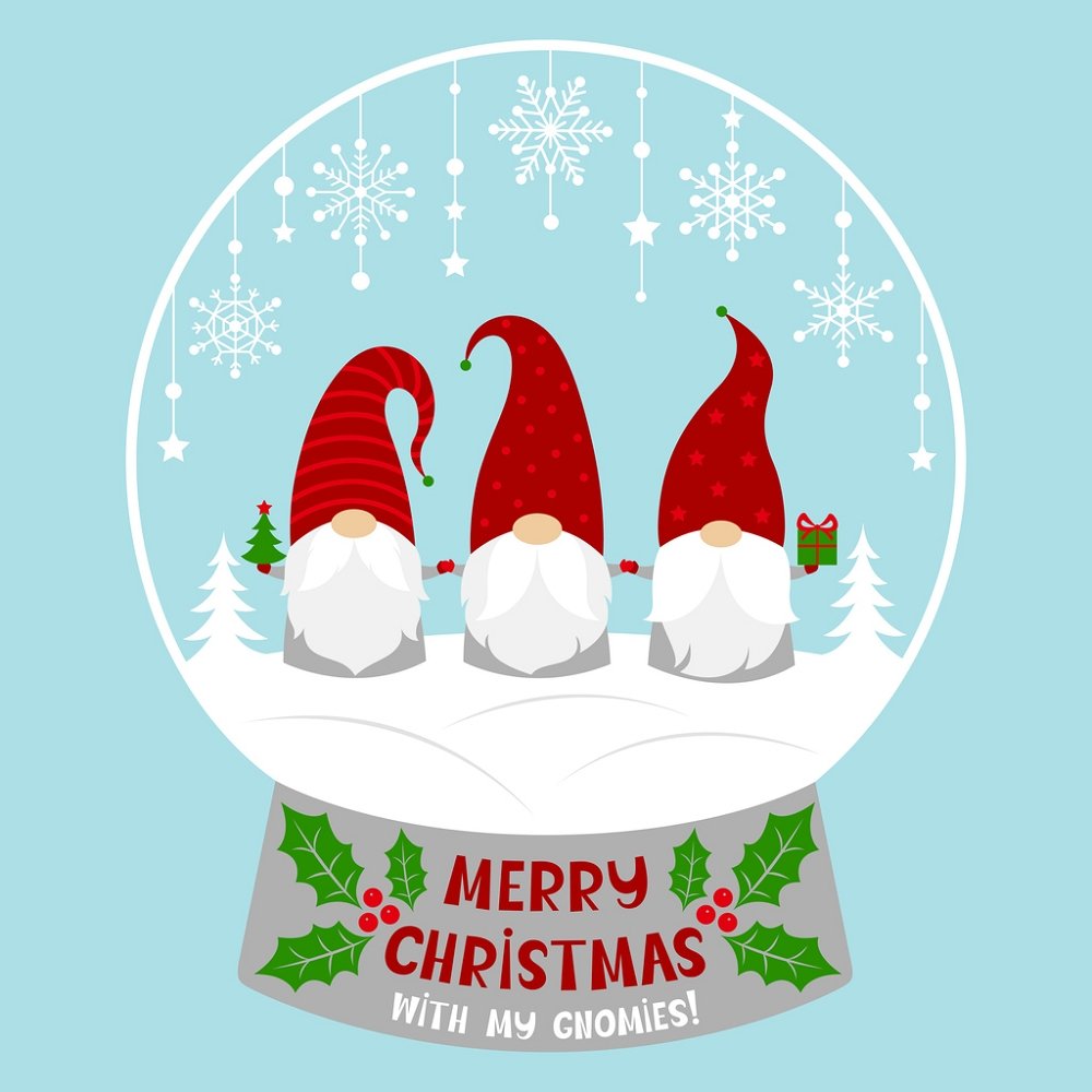 Christmas Gnome Snow Globe Fabric Panel