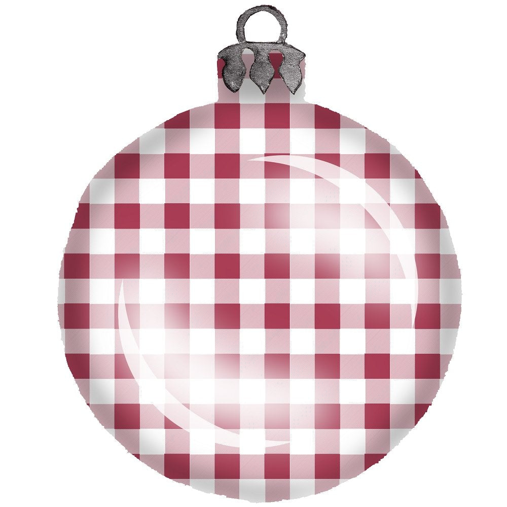 Christmas Home Red Plaid Bulb Fabric Panel